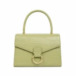 Marvona Croc Leather Top Handle Handbag – Sage Green