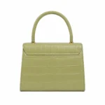 Marvona Croc Leather Top Handle Handbag – Sage Green - Image 2
