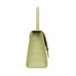Marvona Croc Leather Top Handle Handbag – Sage Green - Image 3