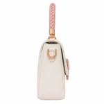 Marvona Heart Accent Leather Handbag – Ivory Pink - Image 3