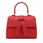 Marvona Leather Bow Top Handle Handbag – Red