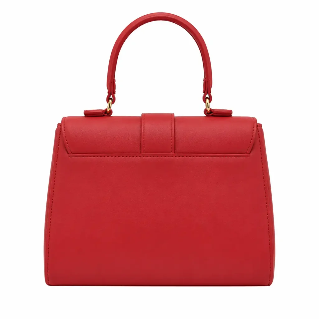 marvona leather bow top handle handbag red1