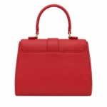 Marvona Leather Bow Top Handle Handbag – Red - Image 2