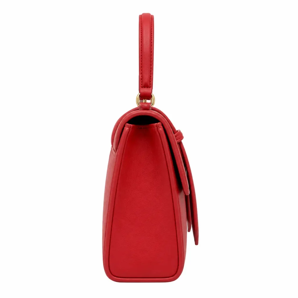 marvona leather bow top handle handbag red2