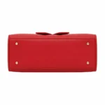 Marvona Leather Bow Top Handle Handbag – Red - Image 4
