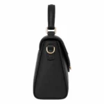 Marvona Leather Flap Top Handle Handbag – Black - Image 3
