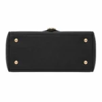 Marvona Leather Flap Top Handle Handbag – Black - Image 4